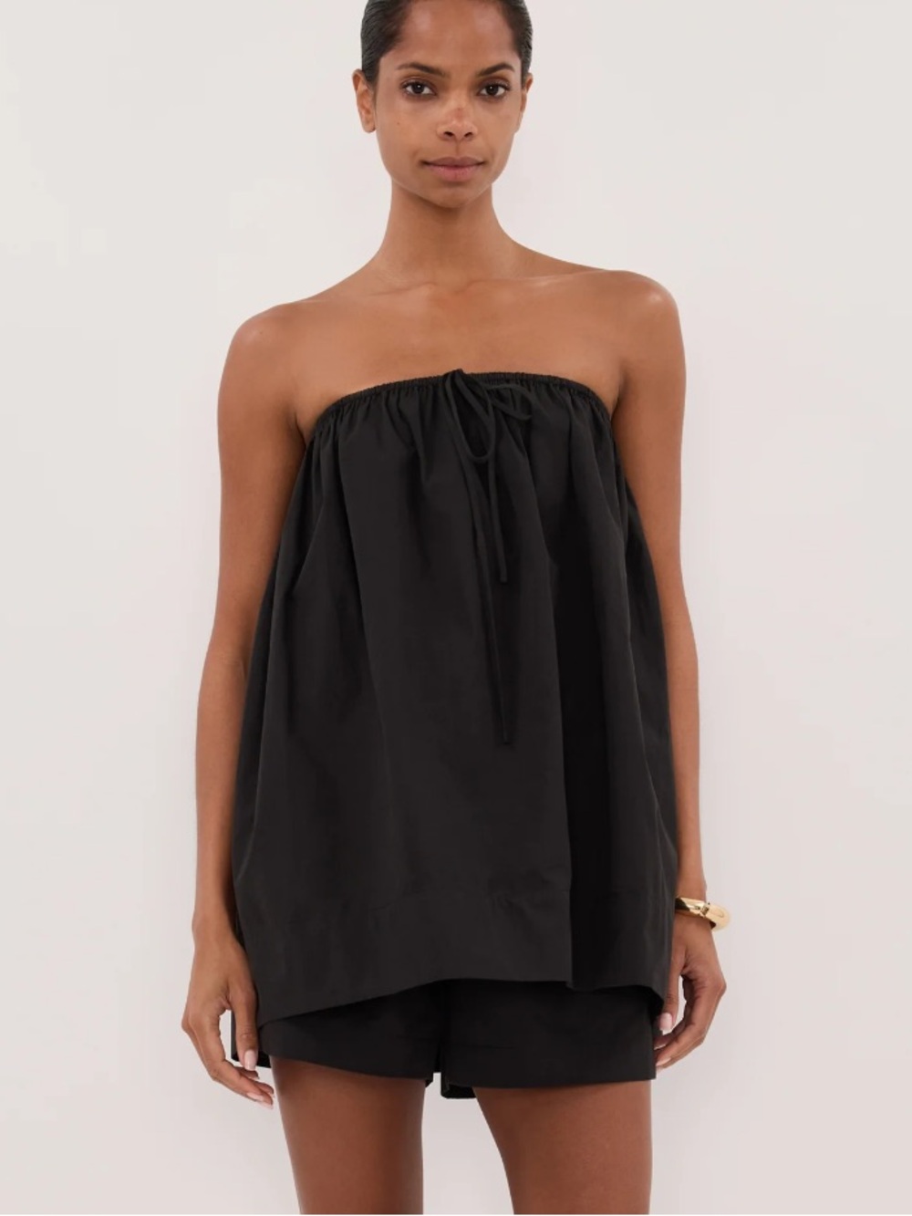 DISSH Sommer Black Strapless Poplin Top